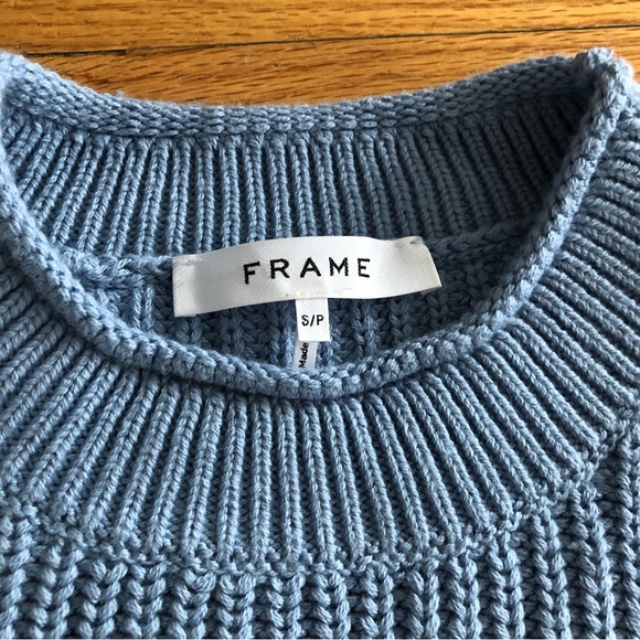 Frame Denim Drop Needle Cotton-Cashmere Sweater Powder Blue - Picture 6 of 8